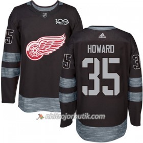 Män Ishockey Detroit Red Wings Tröja Jimmy Howard 35 1917-2017 100th Anniversary Adidas Svart Authentic